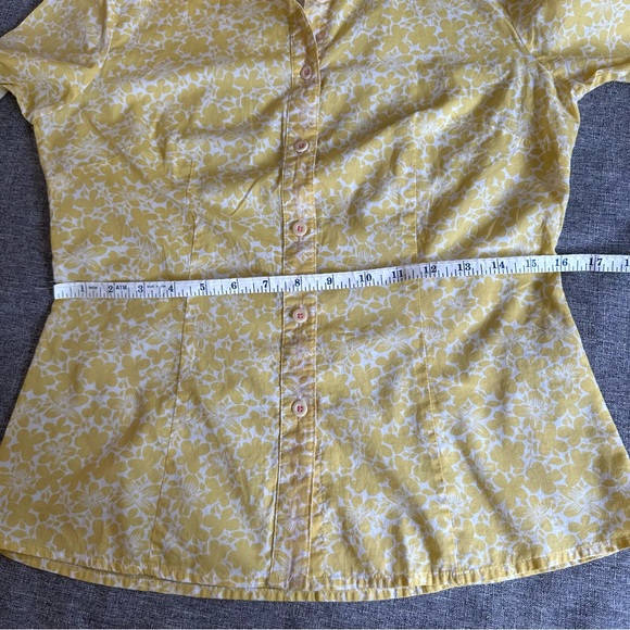 Boden yellow floral button down shirt EUC - Picture 7 of 11